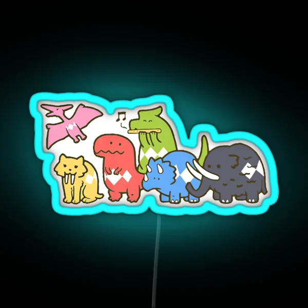 Music Vintage Retro Pet Dinosaur Power Rangers Funny RGB Neon Sign