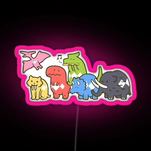 Music Vintage Retro Pet Dinosaur Power Rangers Funny RGB Neon Sign