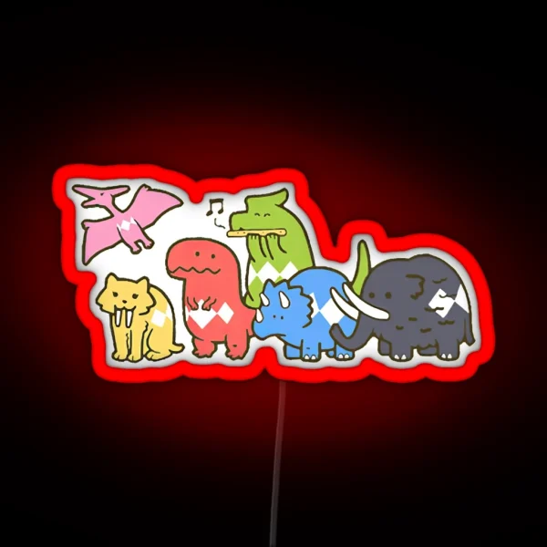 Music Vintage Retro Pet Dinosaur Power Rangers Funny RGB Neon Sign