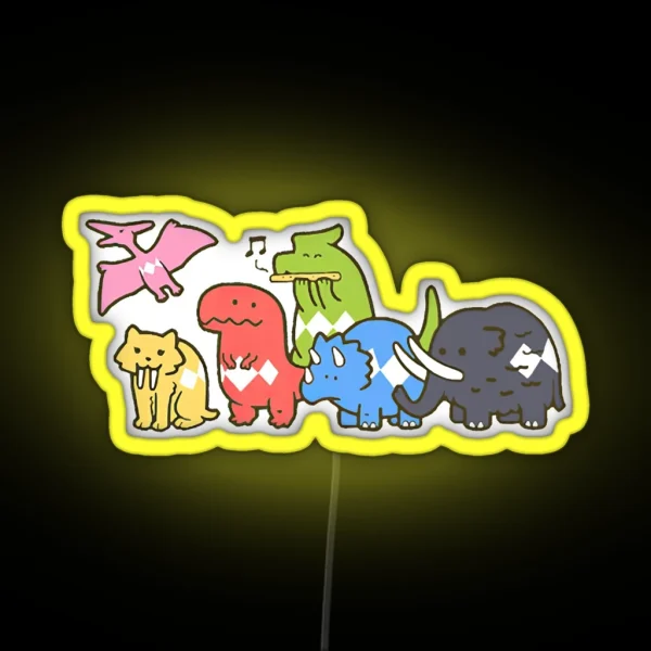 Music Vintage Retro Pet Dinosaur Power Rangers Funny RGB Neon Sign