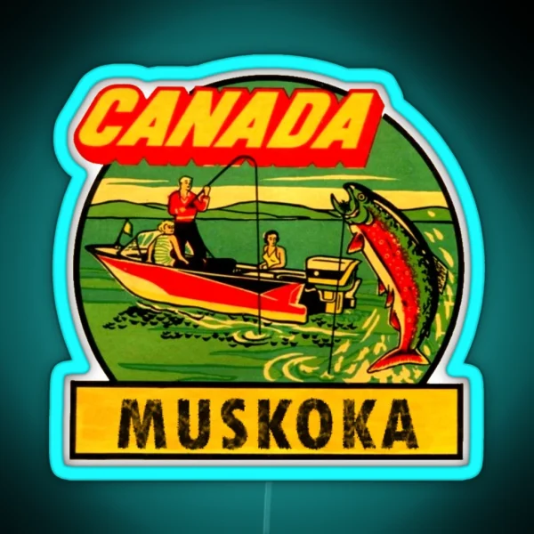 Muskoka Ontario Canada Vintage Travel Decal RGB Neon Sign