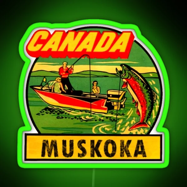 Muskoka Ontario Canada Vintage Travel Decal RGB Neon Sign