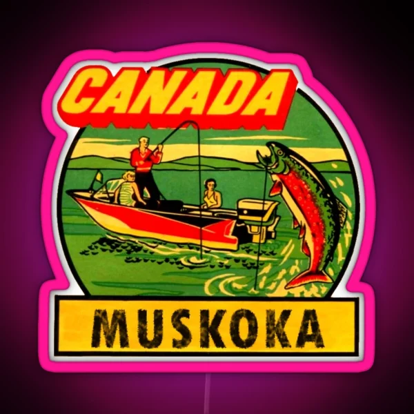 Muskoka Ontario Canada Vintage Travel Decal RGB Neon Sign