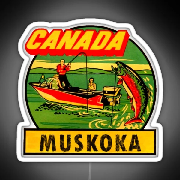 Muskoka Ontario Canada Vintage Travel Decal RGB Neon Sign