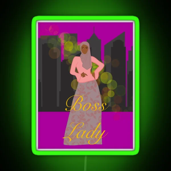 Muslim Woman Boss Lady RGB Neon Sign