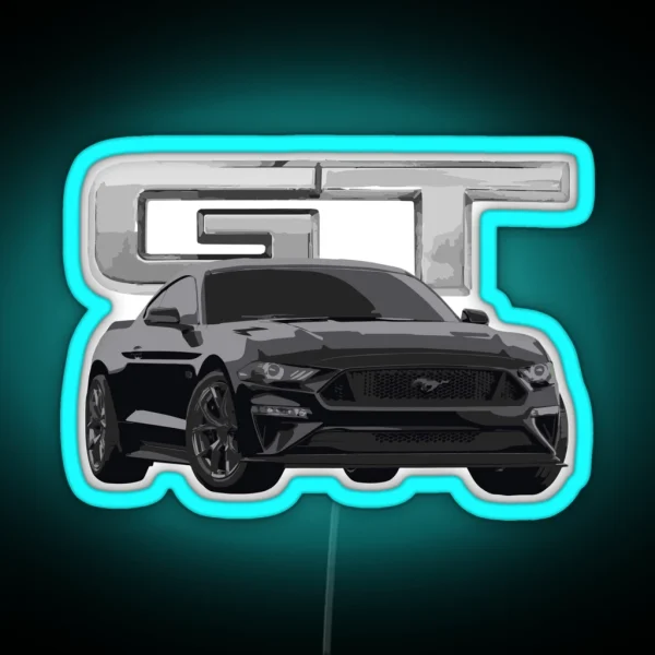 Mustang GT V8 Shadow Black RGB Neon Sign