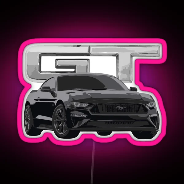 Mustang GT V8 Shadow Black RGB Neon Sign