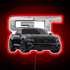 Mustang GT V8 Shadow Black RGB Neon Sign