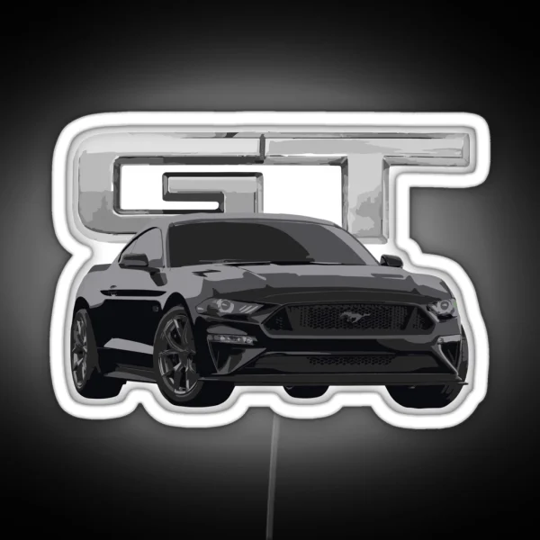 Mustang GT V8 Shadow Black RGB Neon Sign