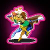 Marvel vs Capcom 2 Gambit and Rogue RGB neon sign pink glow.