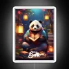 A cute panda reading a book under vibrant RGB neon lanterns - rgb neon sign
