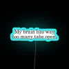 Brain overwhelmed with too many tabs open - neon sign design in blue