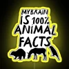 Neon animal facts rgb yellow brain fun educational sign.