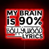 bollywood lyrics neon sign rgb red brain 100 percent vibrant colorful design.