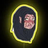 Vintage Mordecai head neon sign choker with RGB yellow lighting - unique accessory for pop culture fans.