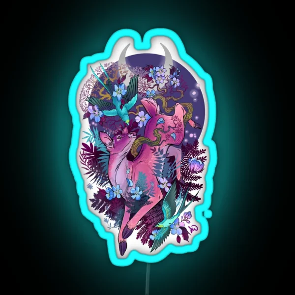 Mystic Midnight Pink White Tail Doe RGB Neon Sign