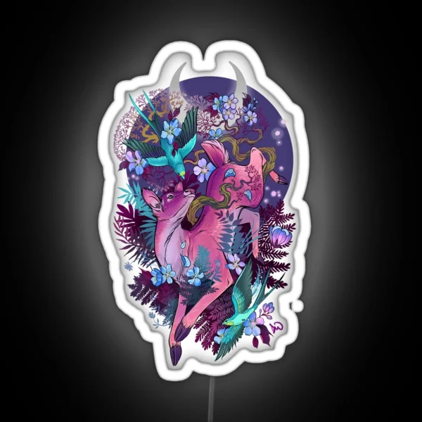 Mystic Midnight Pink White Tail Doe RGB Neon Sign