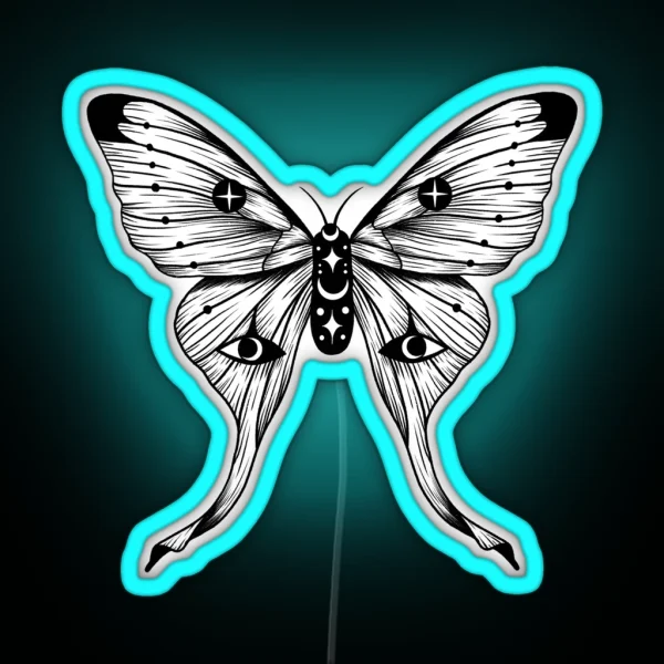 Mystical Moon Moth RGB Neon Sign