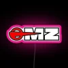 Neon pink MZ logo design.