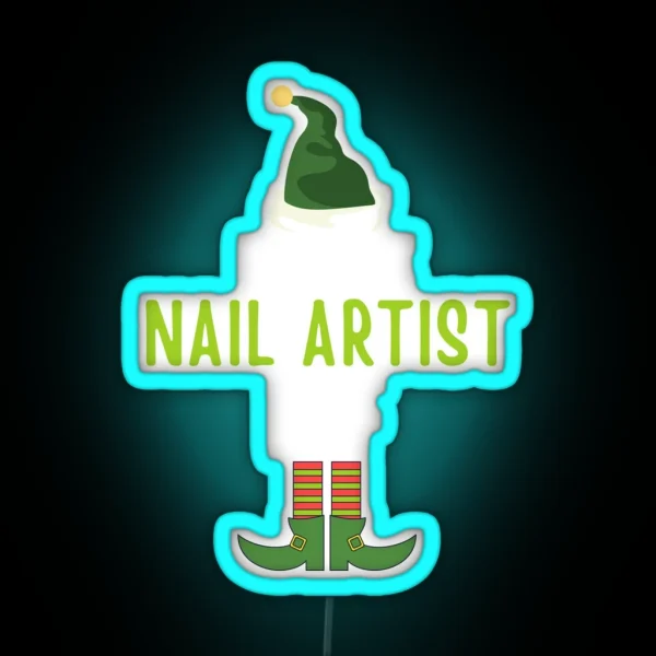 Nail Artist Elf Funny Christmas Pajama RGB Neon Sign
