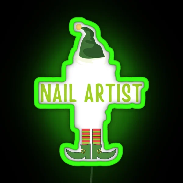 Nail Artist Elf Funny Christmas Pajama RGB Neon Sign