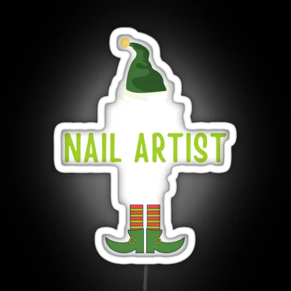Nail Artist Elf Funny Christmas Pajama RGB Neon Sign