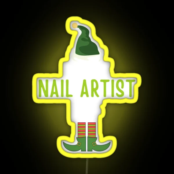 Nail Artist Elf Funny Christmas Pajama RGB Neon Sign