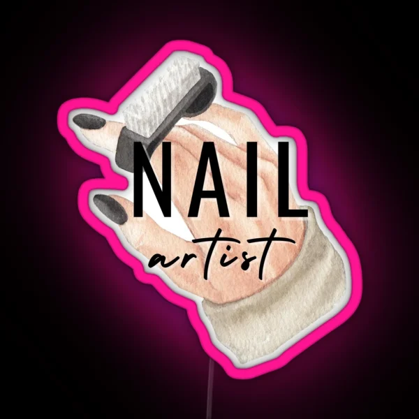 Nail Artist Hand RGB Neon Sign