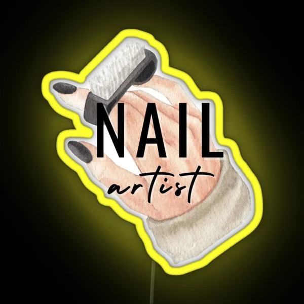 Nail Artist Hand RGB Neon Sign