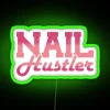 nail tech neon sign rgb green - professional nail business branding