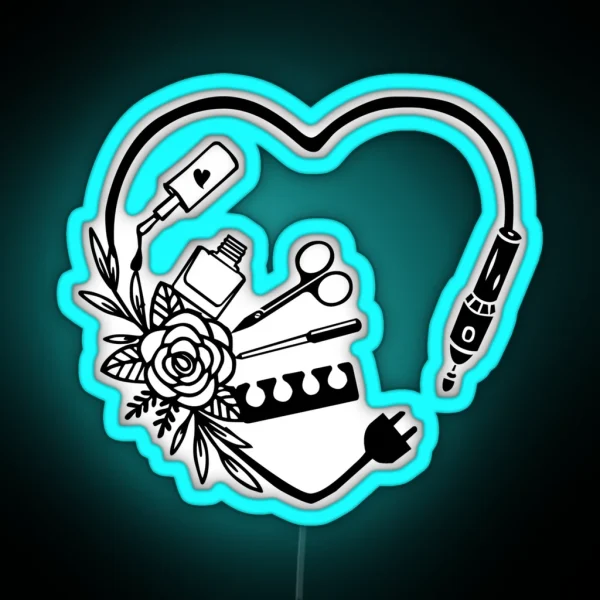 Nail Tech Heart RGB Neon Sign