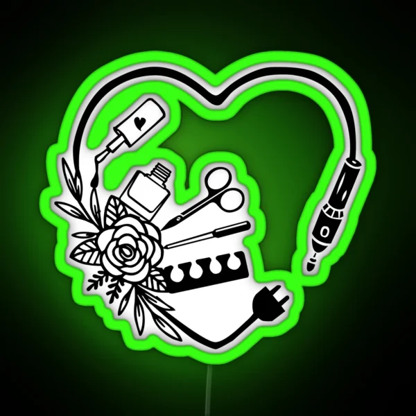 Nail Tech Heart RGB Neon Sign