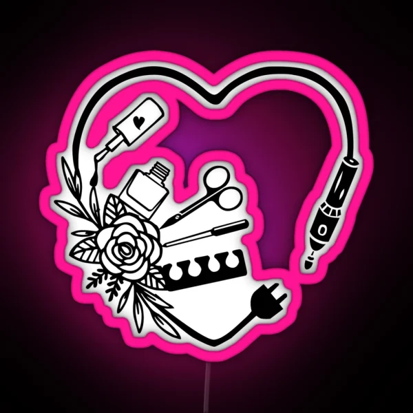 Nail Tech Heart RGB Neon Sign