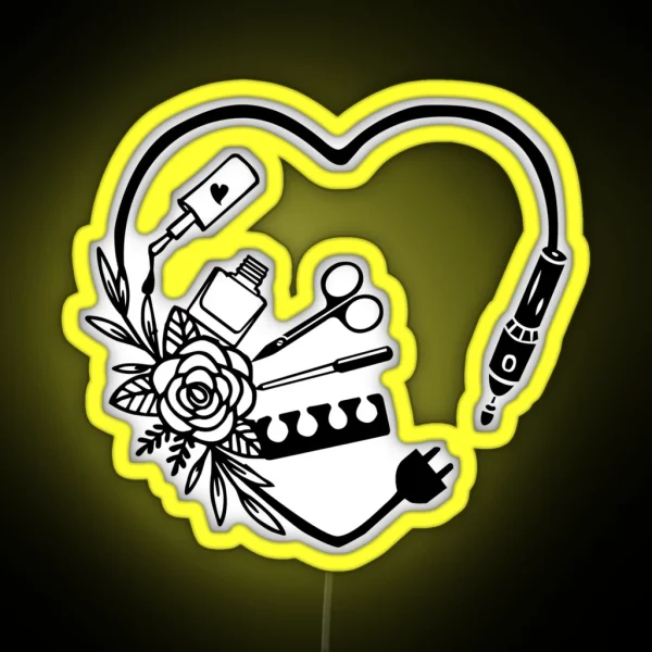 Nail Tech Heart RGB Neon Sign
