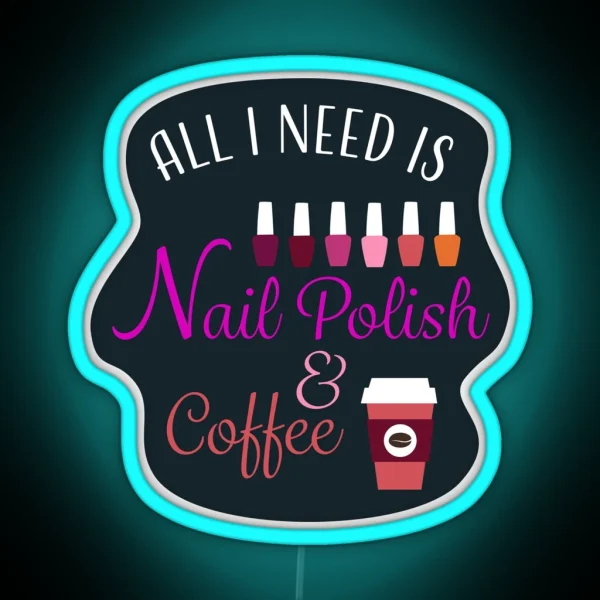 Nail Tech Polish And Coffee Led RGB Neon Sign