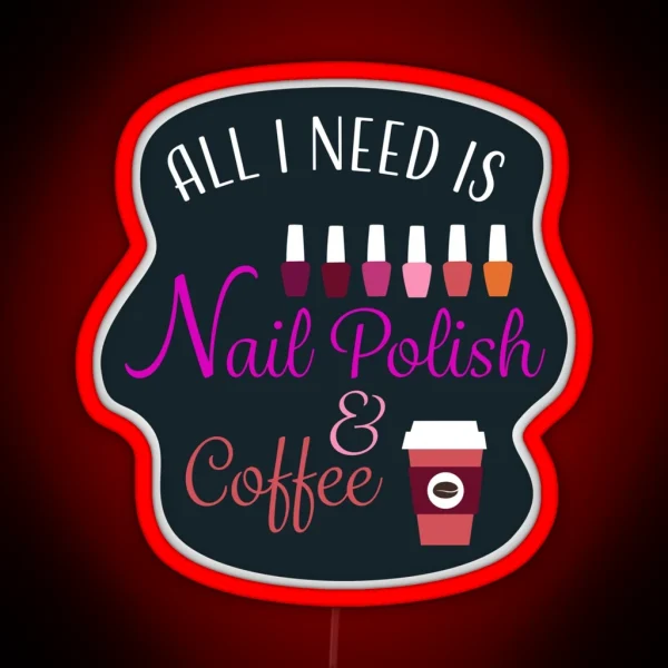 Nail Tech Polish And Coffee Led RGB Neon Sign