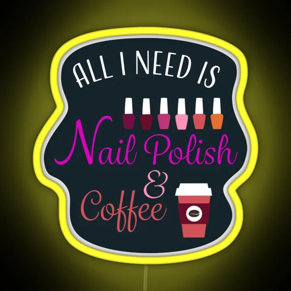 Nail Tech Polish And Coffee Led RGB Neon Sign