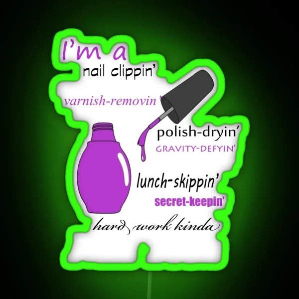 Nail Tech Purple Polish RGB Neon Sign