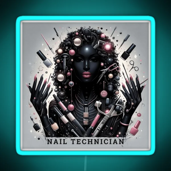 Nail Technician Dark Skin Edition RGB Neon Sign