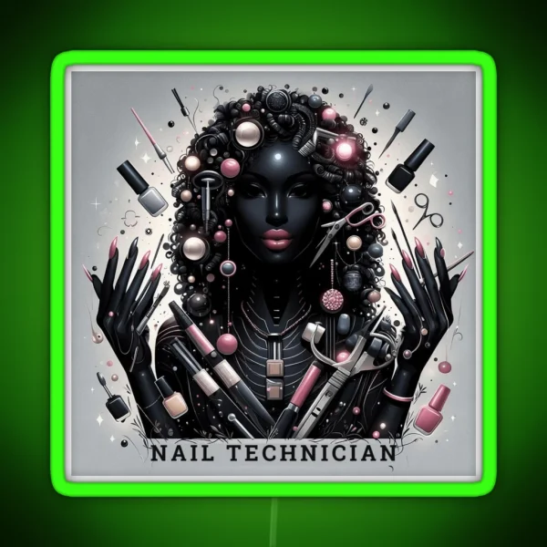 Nail Technician Dark Skin Edition RGB Neon Sign