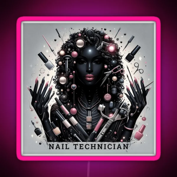 Nail Technician Dark Skin Edition RGB Neon Sign
