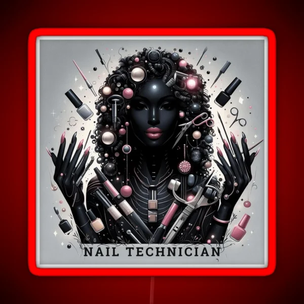 Nail Technician Dark Skin Edition RGB Neon Sign