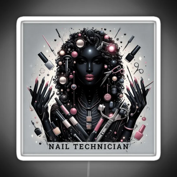 Nail Technician Dark Skin Edition RGB Neon Sign