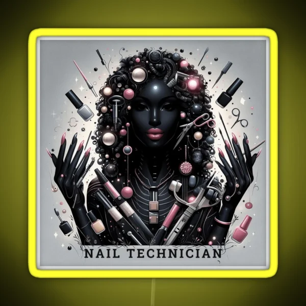 Nail Technician Dark Skin Edition RGB Neon Sign
