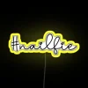 nailfie hashtag neon sign rgb yellow
