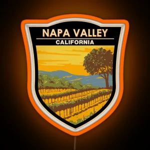 Napa Valley California Vineyard Travel Art Badge RGB Neon Sign
