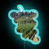 Napa Valley vineyard RGB neon sign with blue tones and vibrant wine country imagery.