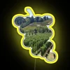 Napa Valley vineyard with an RGB neon yellow sign