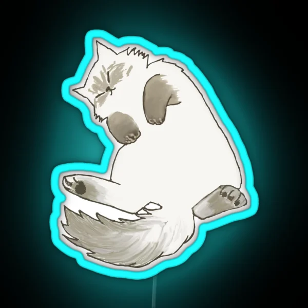 Napping Fluffy Cat RGB Neon Sign
