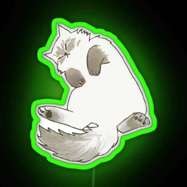 Napping Fluffy Cat RGB Neon Sign
